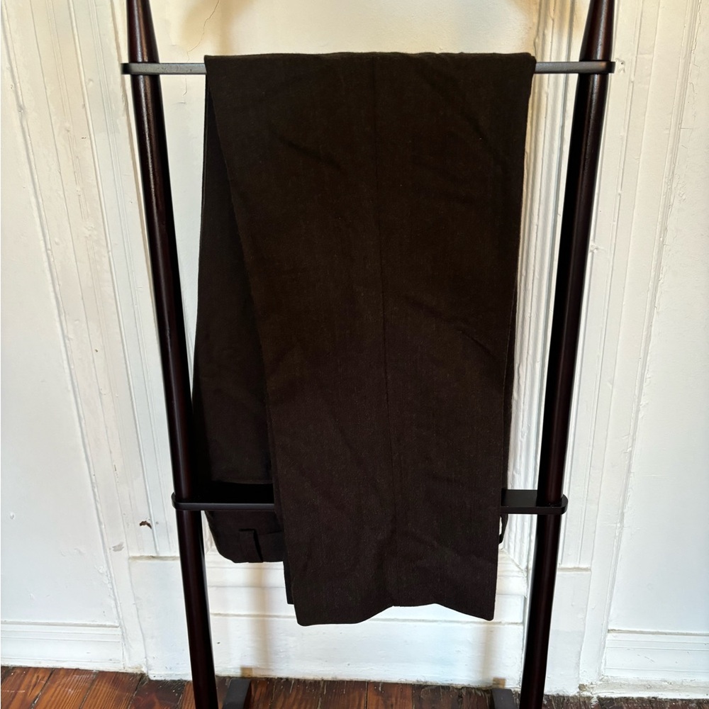 Ralph Lauren Dark Brown Flat Front Wool Trousers Dress Pants
